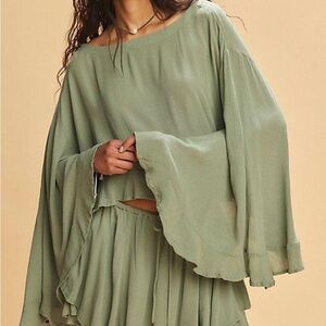 Flowy Sage Green Skort Set